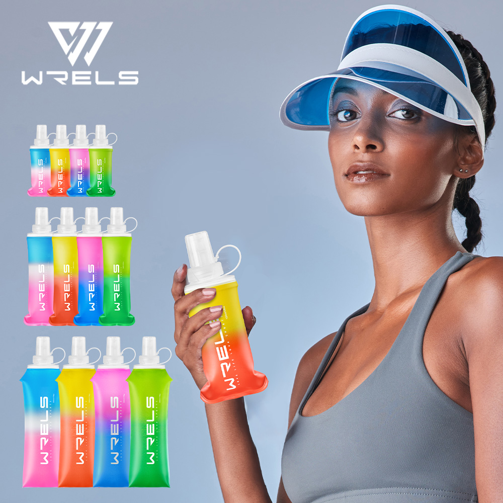 Running Gear Water - ขวดน้ำกีฬาแบบพับได้ TPU ขวดน้ำพกพาแบบนิ่ม ไหลแรง เหมาะสำหรับวิ่ง เดินป่า