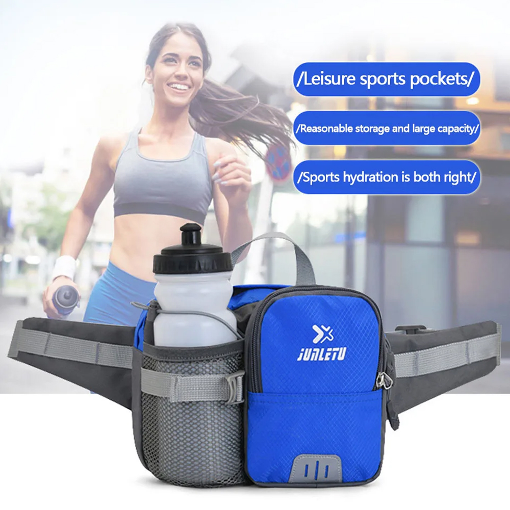 Running Gear Water - กระเป๋าคาดเอวสำหรับผู้หญิงผู้ชาย, กระเป๋าใส่อุปกรณ์วิ่งพร้อมที่ใส่โทรศัพท์และขวดน้ำ, เข็มขัดปรับได้, สำหรับการเดินทาง, ออกกำลังกาย, เดินป่า