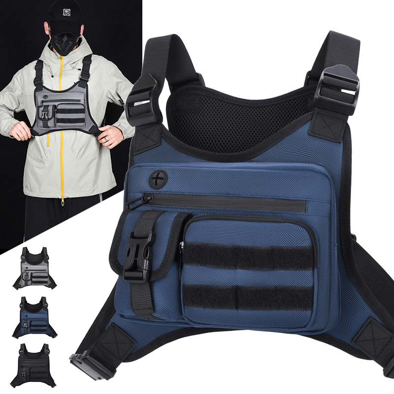 Running Gear Storage - กระเป๋าคาดอกแบบยุทธวิธีสำหรับผู้ชาย กันน้ำ สะพายข้าง แบบเสื้อกั๊ก มีช่องใส่ของแบบ Molle
