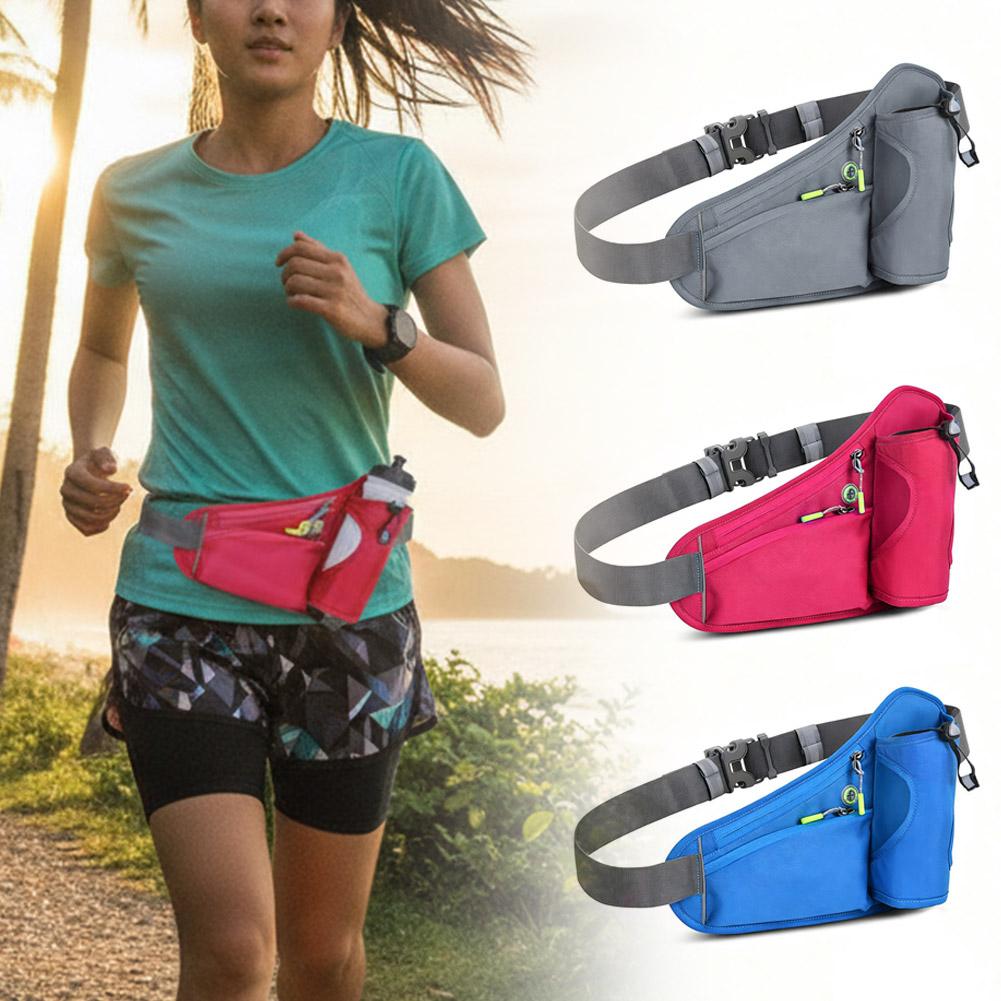 Running Gear Water - กระเป๋าคาดเอววิ่งแบบกันน้ำ Oxford พร้อมที่ใส่ขวดน้ำ ปรับได้ กระเป๋าคาดเอวสำหรับเล่นกีฬา ป้องกันการกระเด้ง