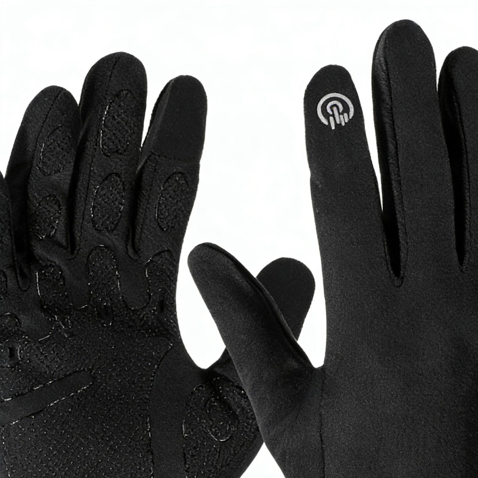 Running Gear In Snow - ถุงมือปั่นจักรยานแบบเต็มนิ้ว สำหรับอากาศหนาว อุปกรณ์กลางแจ้ง รองรับหน้าจอสัมผัส ถุงมือสำหรับปั่นจักรยาน วิ่ง