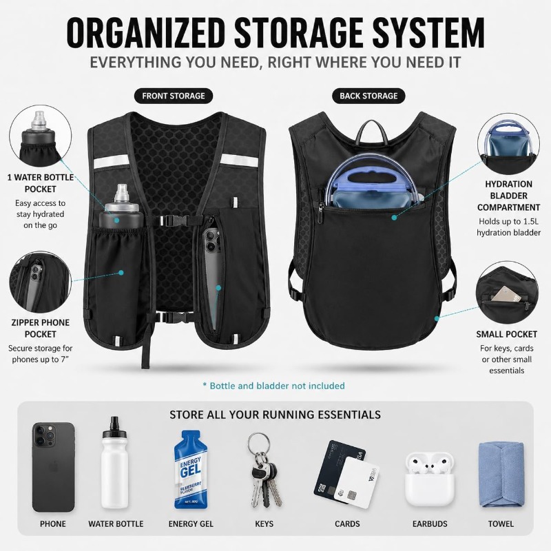 เสื้อกั๊กสะท้อนแสงน้ำหนักเบาสำ - Running Gear Storage บทวิจารณ์และราคา