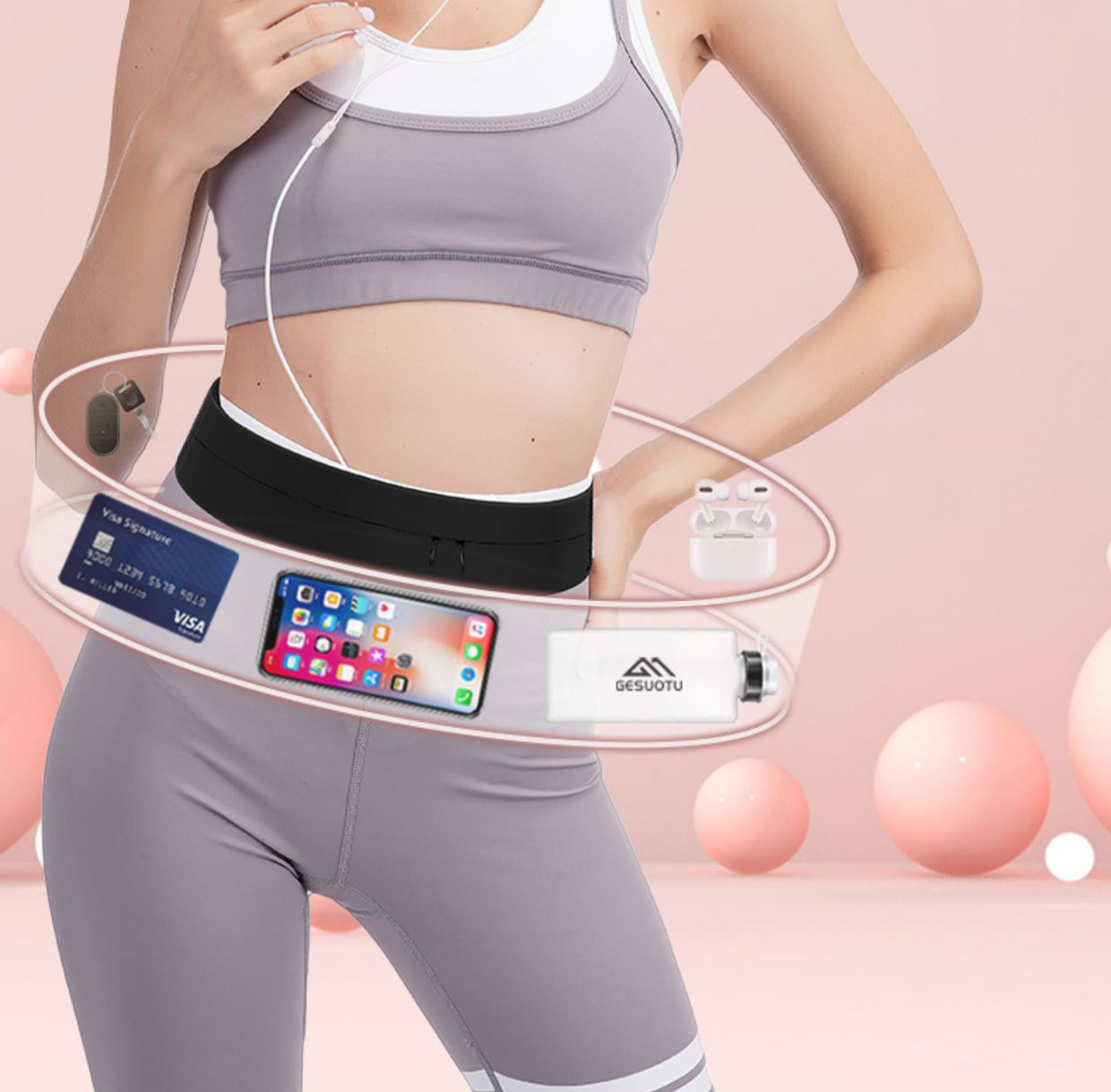 กระเป๋าคาดเอวสำหรับวิ่งพร้อมขว - Running Gear Water บทวิจารณ์และราคา