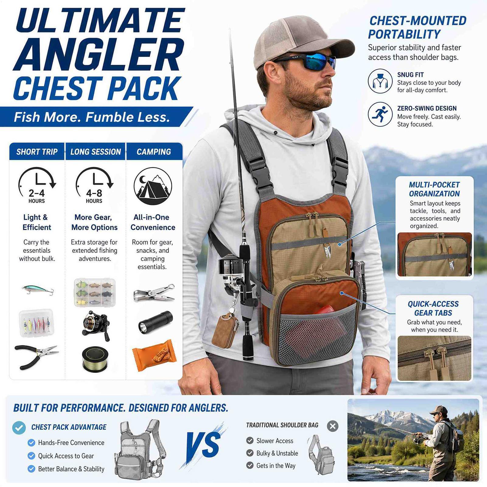 กระเป๋าคาดหน้าอกสำหรับตกปลา กั - Running Gear Storage บทวิจารณ์และราคา